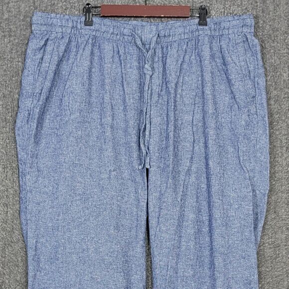Old Navy Pants Womens 3X Blue Chambray Linen Blend Wide Leg Elastic Waist - Picture 2 of 12